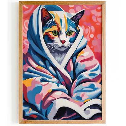 Cozy Cat Bathrobe Poster