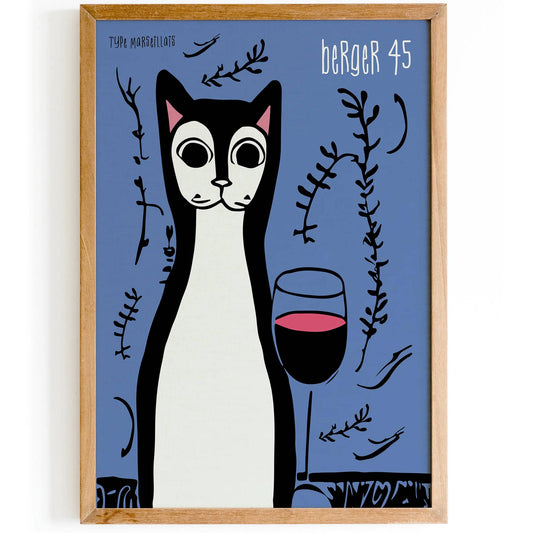 Berger 45 Vintage Wine Cat Poster - HypeSheriff