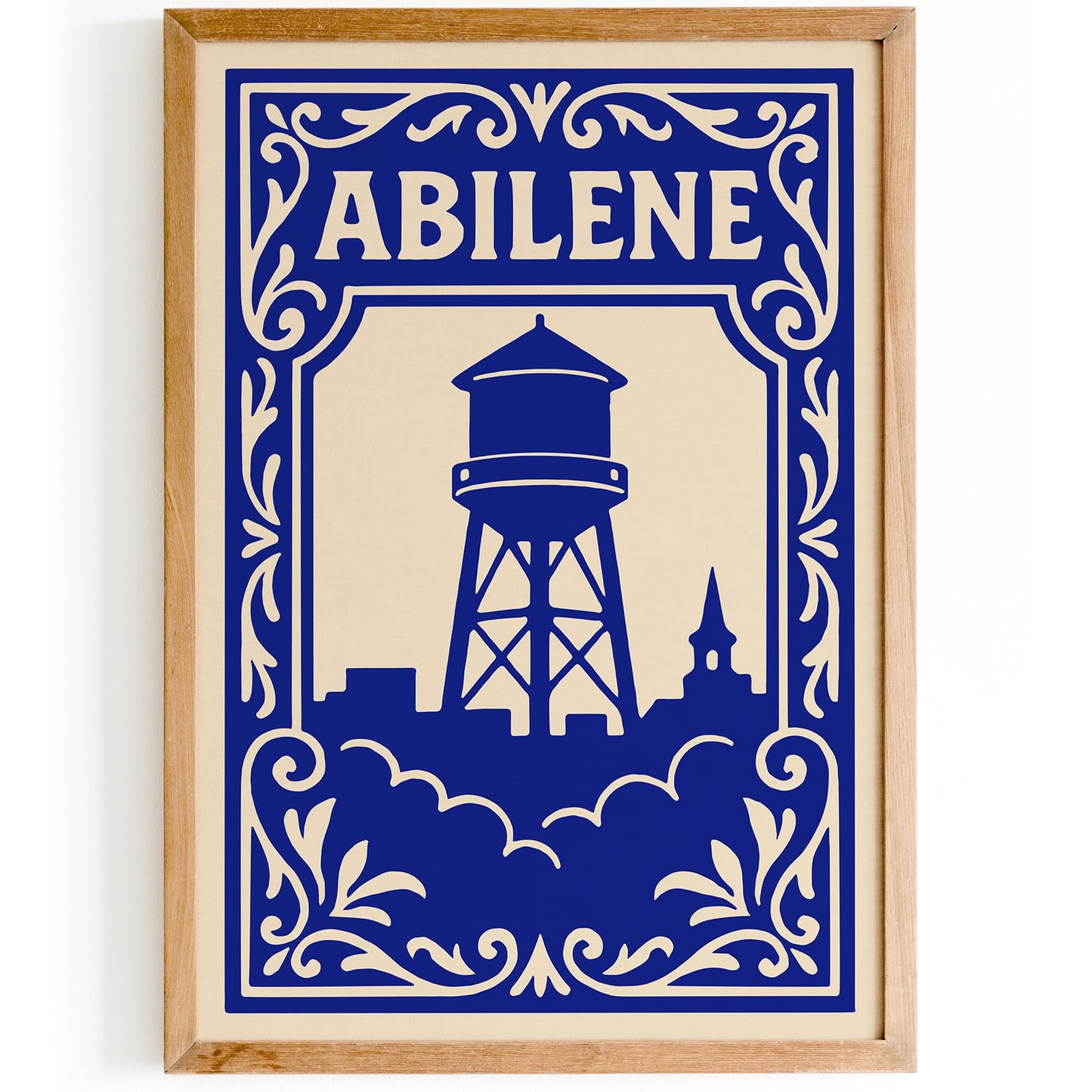 Abilene Texas Blue Cityscape Poster