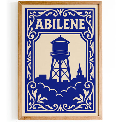 Abilene Texas Blue Cityscape Poster
