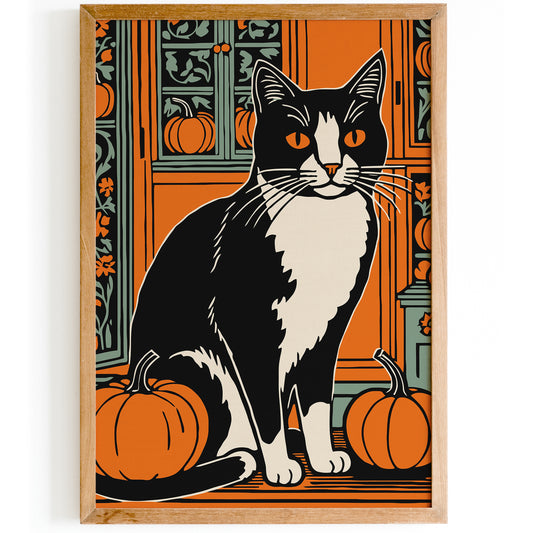 Pumpkin Farm and Cat Art Print