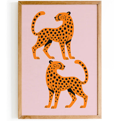 Cheetahs Pink Art Print