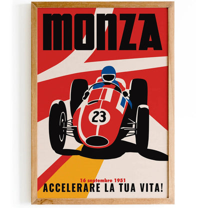 Monza Racetrack Vintage Car Guy Poster