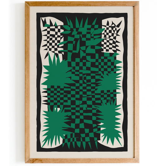 Green Retro Checkerboard Wall Art