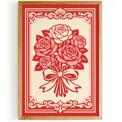 Pink Rococo Roses Poster – Romantic Floral Wall Art