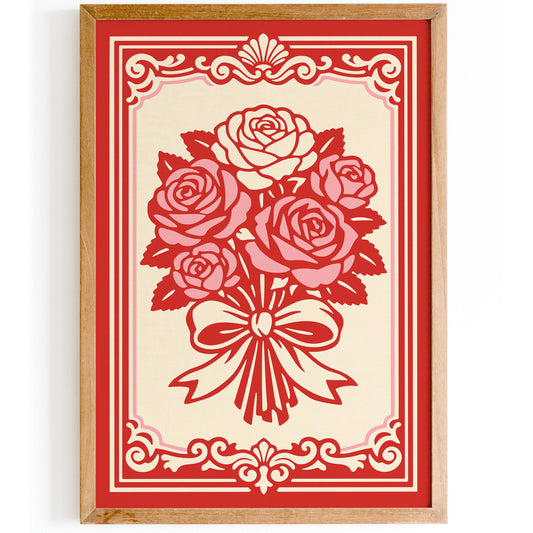 Pink Rococo Roses Poster – Romantic Floral Wall Art