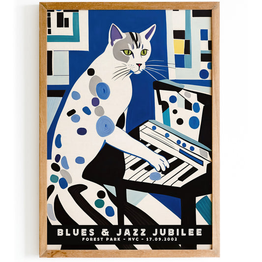 NYC Blues & Jazz Cat Poster