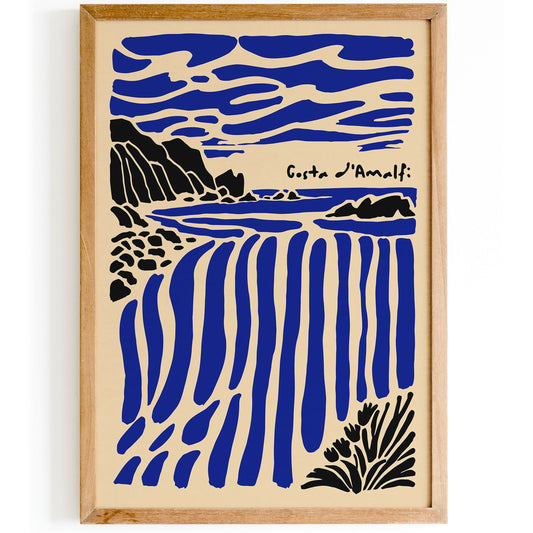 Amalfi Coast Mid Century Travel Poster