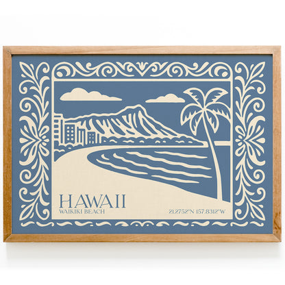 Waikiki Beach Hawaii Horizontal Print