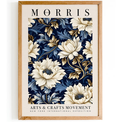 Navy Blue Botanical William Morris Poster