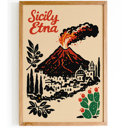 Etna Sicily Travel Poster