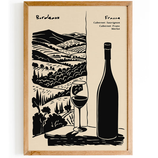Bordeux France Wine Collection Vintage Art Print