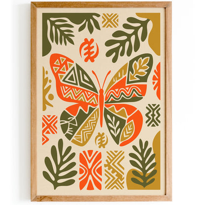 Boho Ethnic Butterfly Art Poster