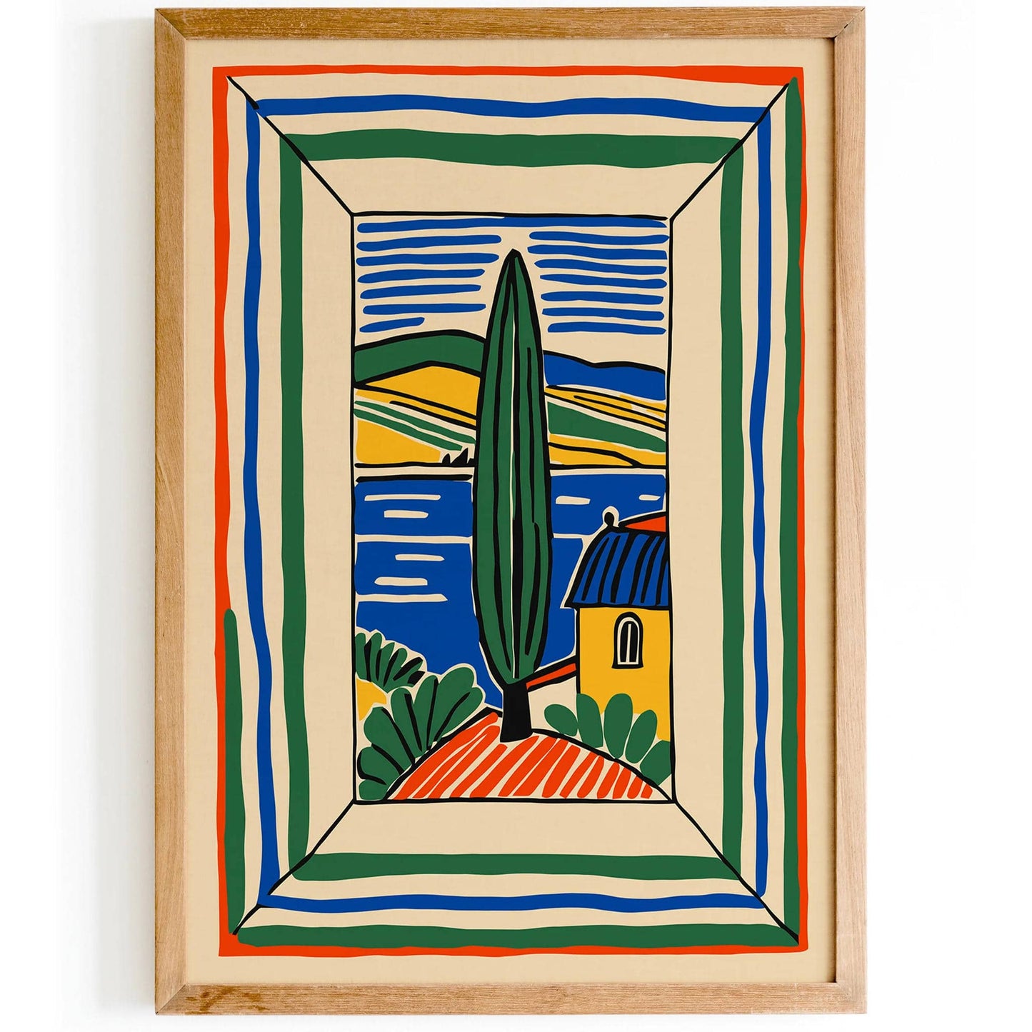 Retro Italy Landscape Poster,  Italian Travel Wall Art