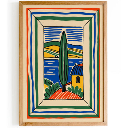 Retro Italy Landscape Poster,  Italian Travel Wall Art