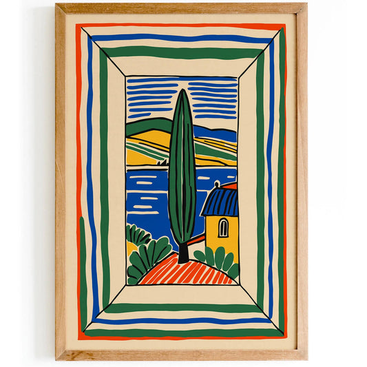 Retro Italy Landscape Poster,  Italian Travel Wall Art