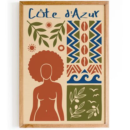 Côte d’Azur Travel Poster – Afrohemian Wall Art Print