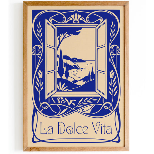 Blue La Dolce Vita Poster