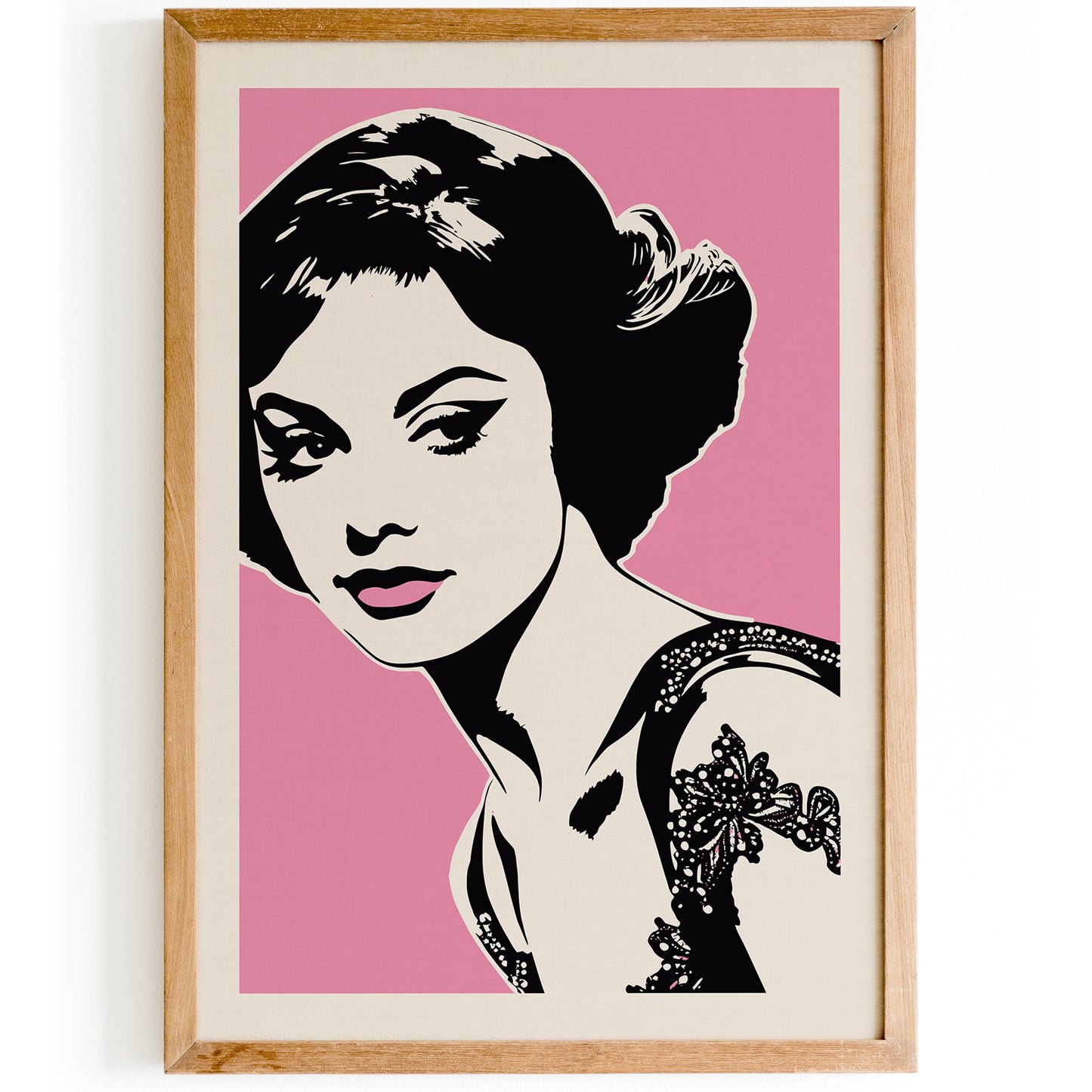 Pop Art Girl Portrait 60s Pink Wall Art