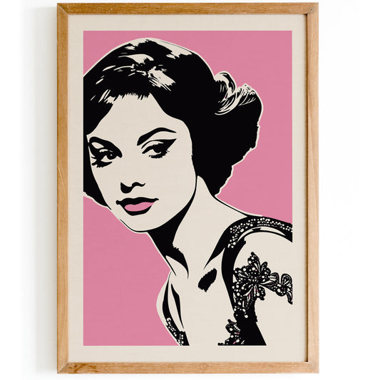 Pop Art Girl Portrait 60s Pink Wall Art