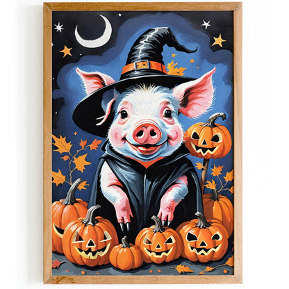 Halloween Pig Art Print Illustration