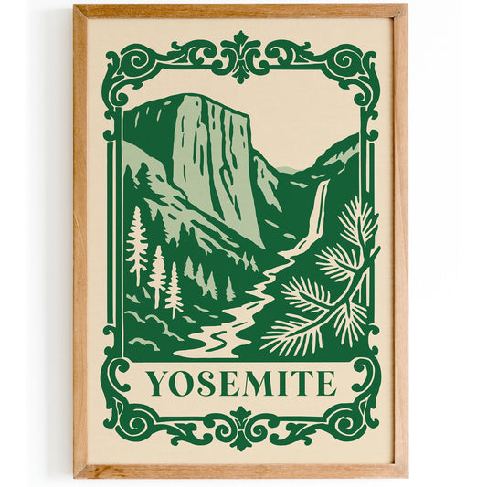 Yosemite National Park Green Landscape Poster