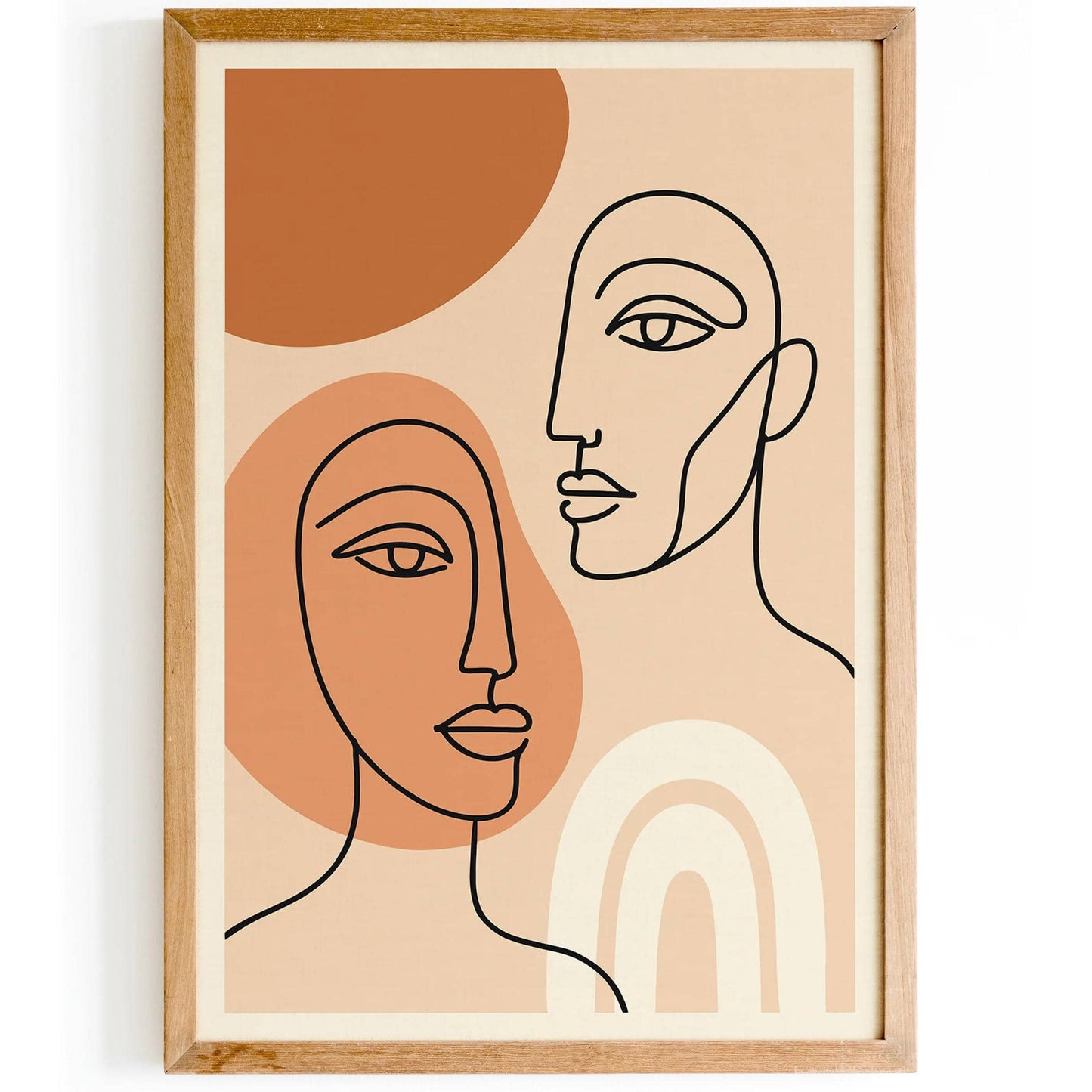 Modern Minimalist Abstract Line Art Faces Print