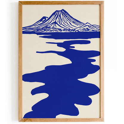 Blue Modern Mountain Landscape Art Print