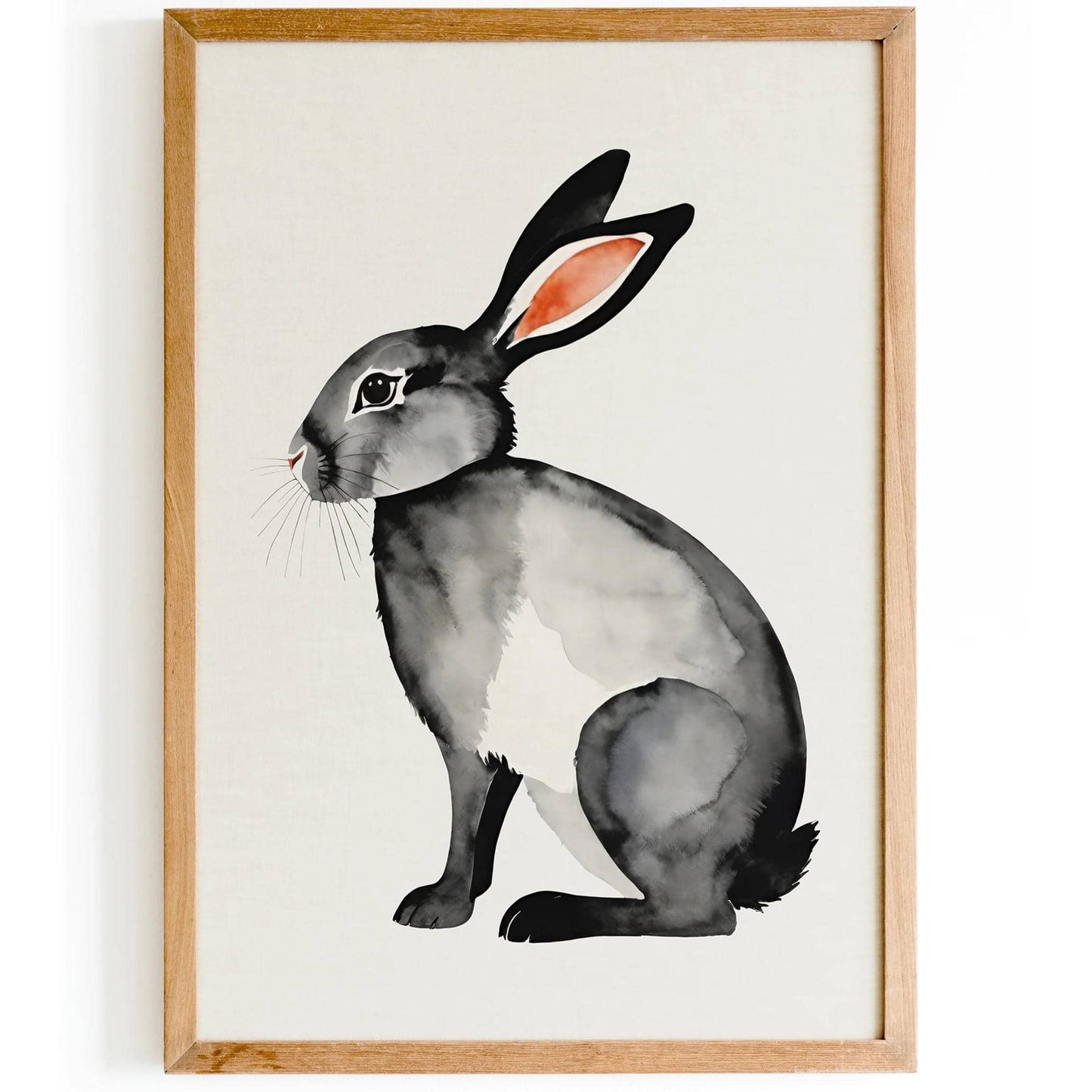 Watercolor Grey Rabbit Art Print