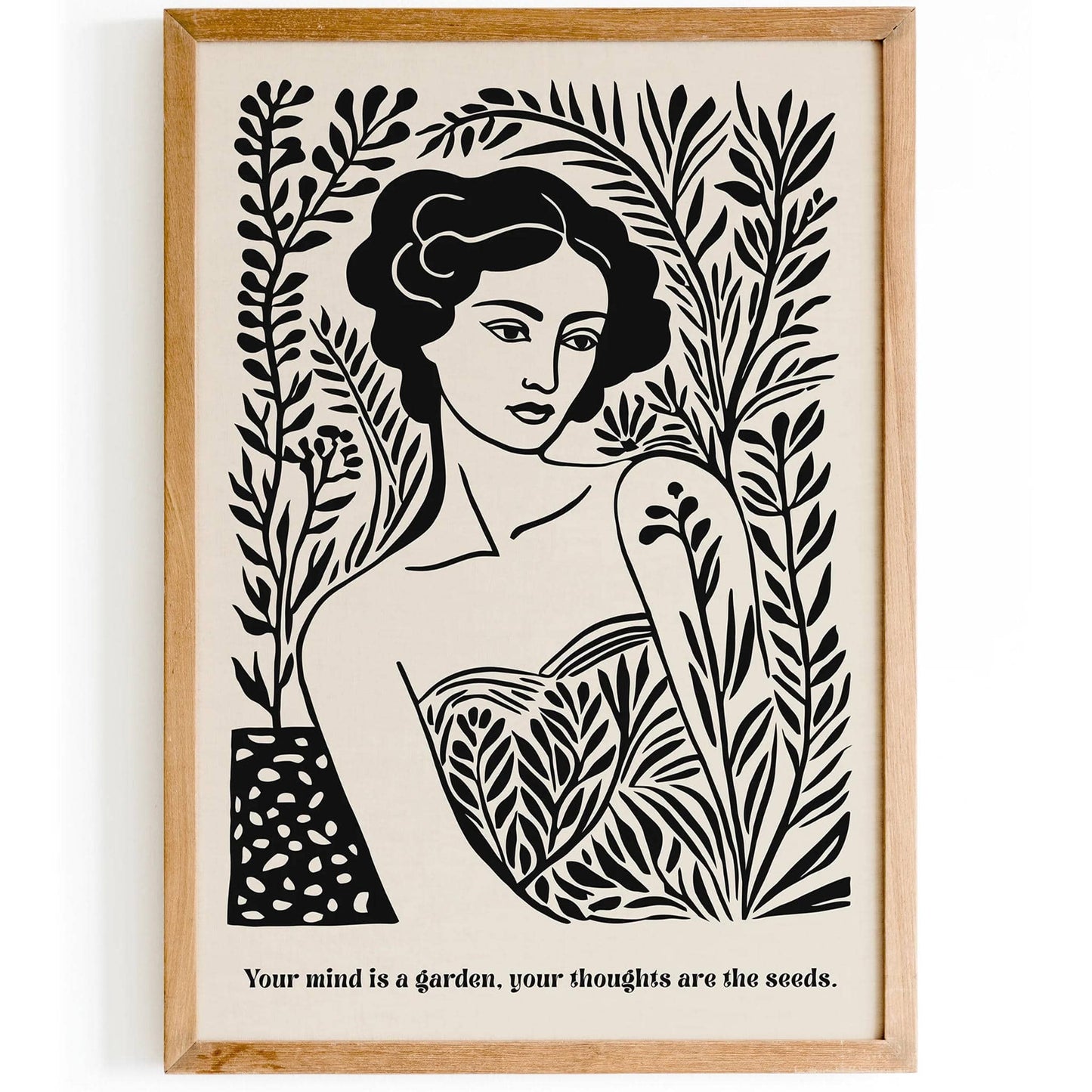Botanical Quote Plant Lady BW Poster