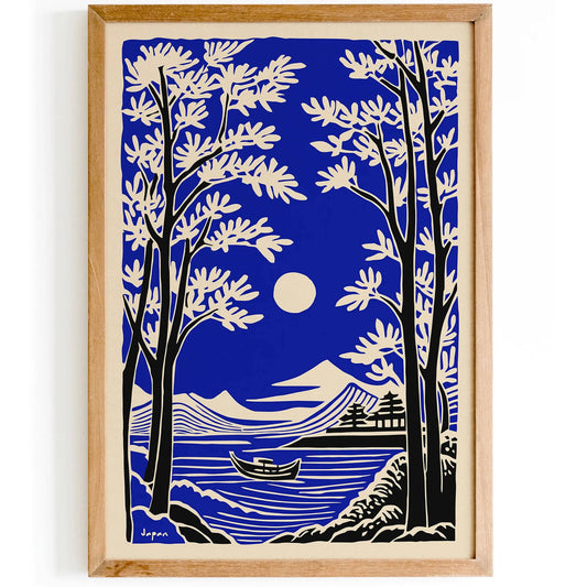 Mount Fuji Japan Blue Art Print