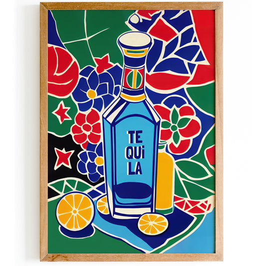 Retro Bottle of Tequila Poster Print