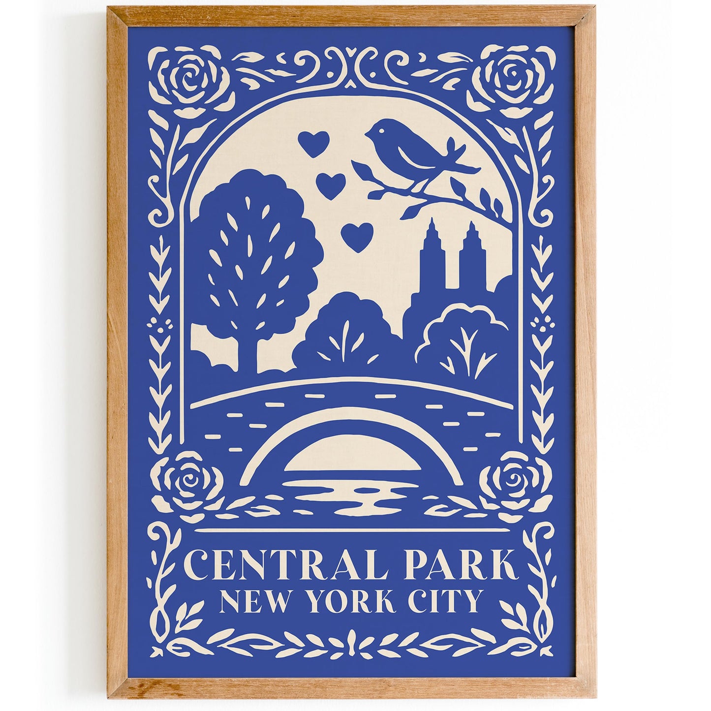 Central Park New York City Poster - Blue Cityscape Wall Art Print