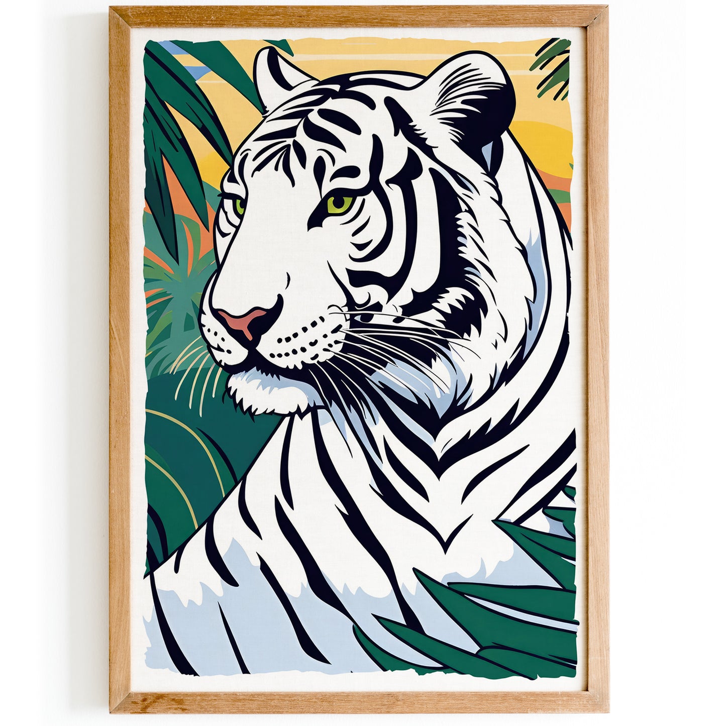 White Jungle Cat Giclee Art Print