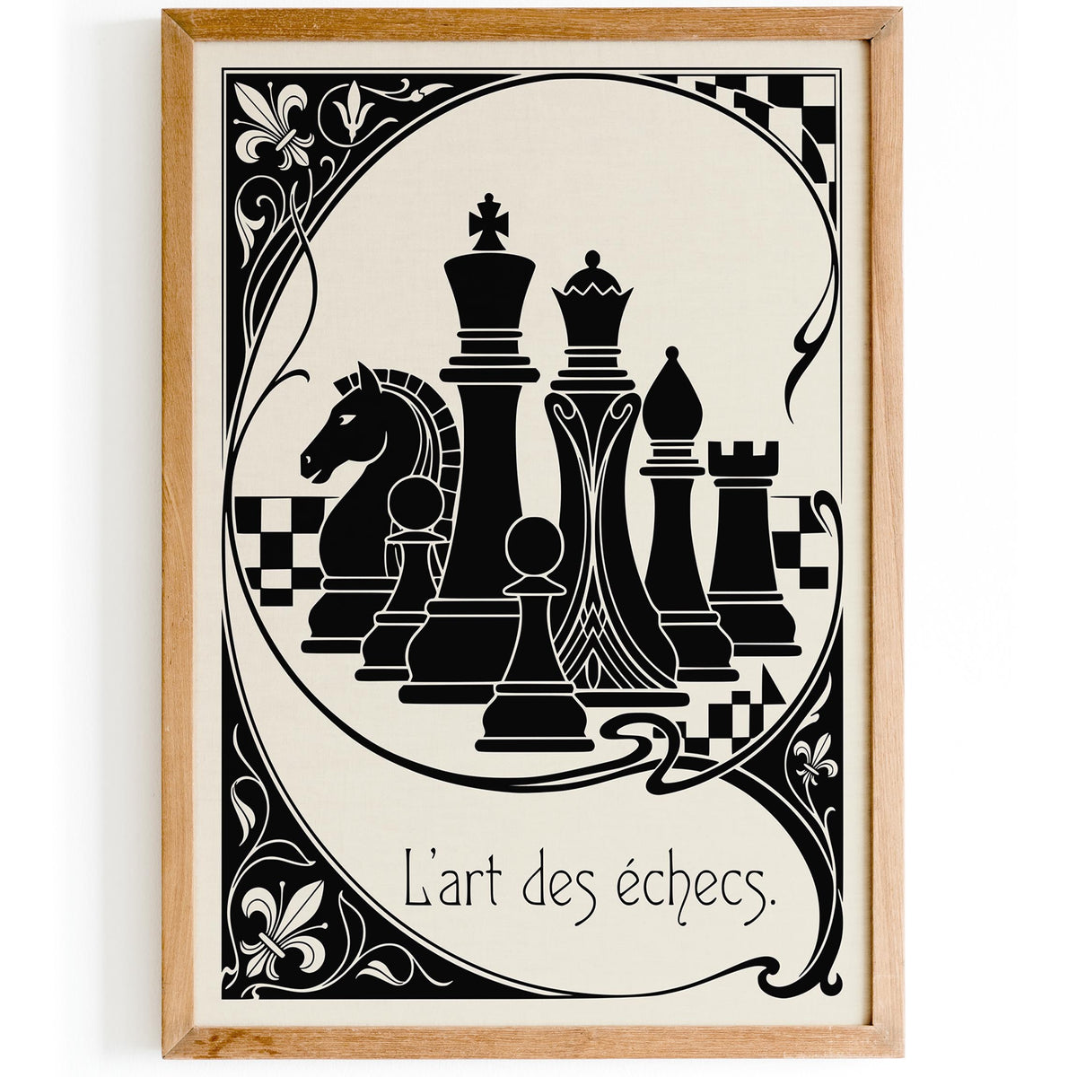 Black and White Vintage Chess Poster