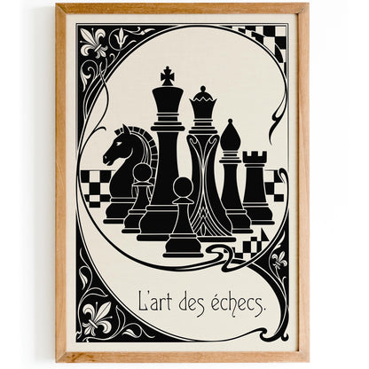 Black and White Vintage Chess Poster