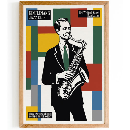 Gentleman's Jazz Club Saxophone Poster