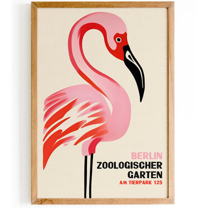 Berlin Zoo Retro Flamingo Poster