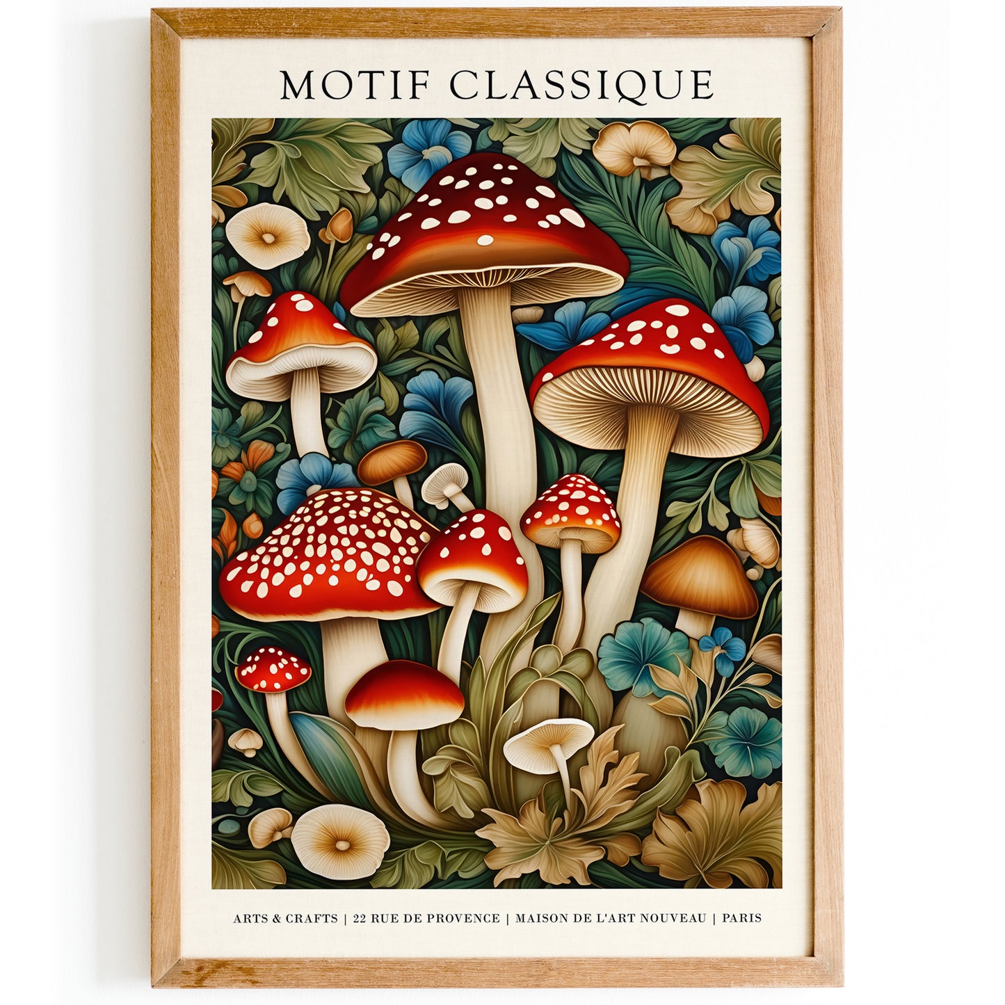 Red Mushrooms Motif Classique Morris Poster