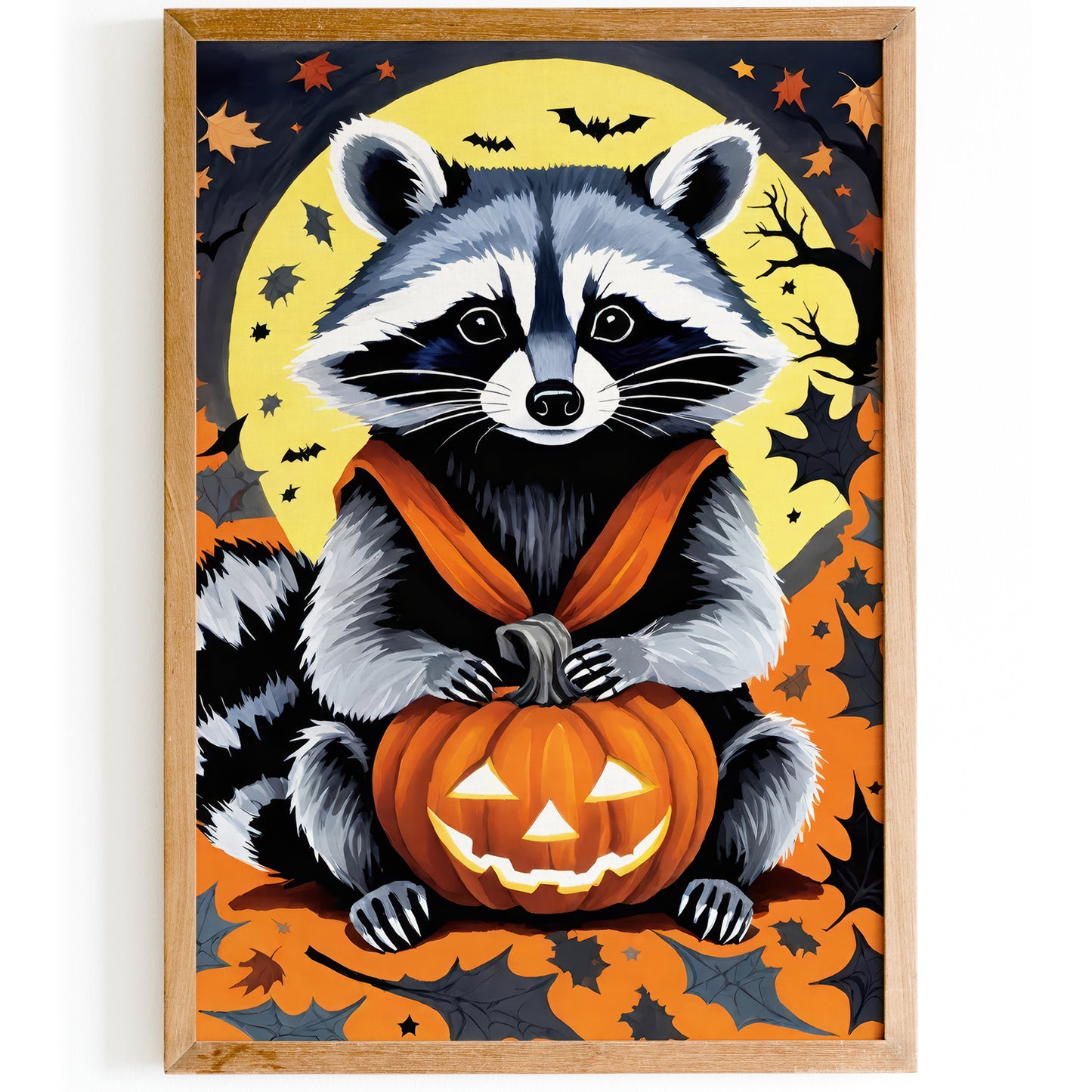 Halloween Racoon with Pumpkin Poster