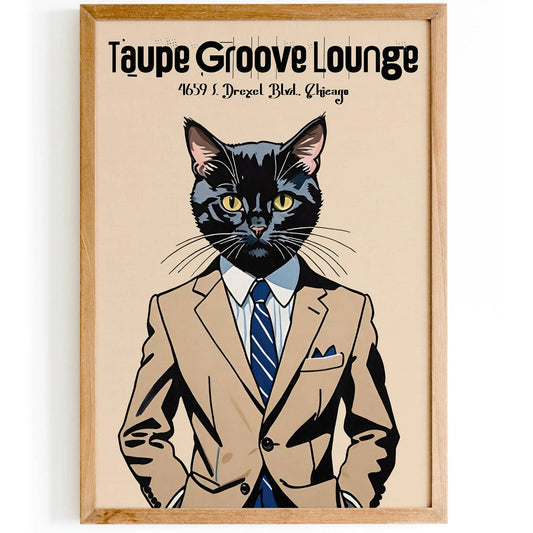 Taupe Groove Lounge Retro Jazz Poster