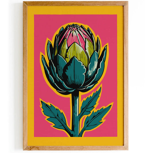 Artichoke in Pop Art Style Pink Yellow Wall Art - HypeSheriff