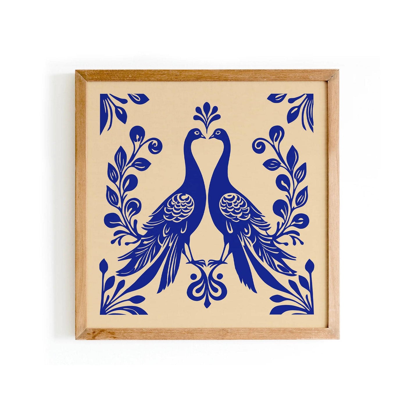 Blue Peacocks Art Nouveau Print – Square Wall Art