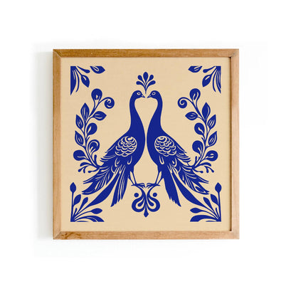 Blue Peacocks Art Nouveau Print – Square Wall Art