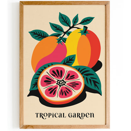 Retro Tropical Garden Papaya Wall Art