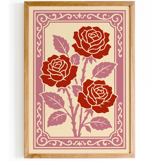 Red Roses Rococo Art Print