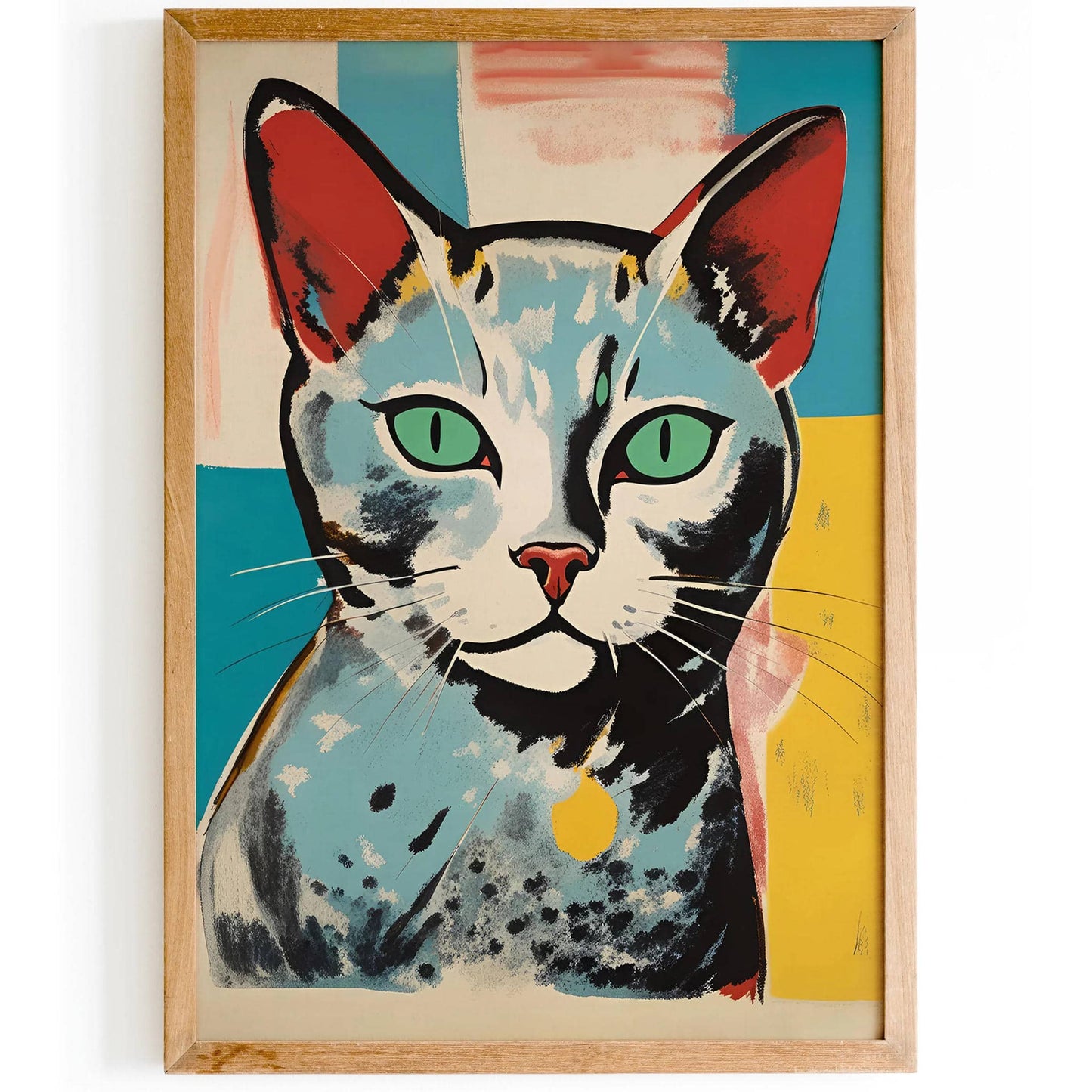 Retro Cat Mixed Media Art Poster - HypeSheriff