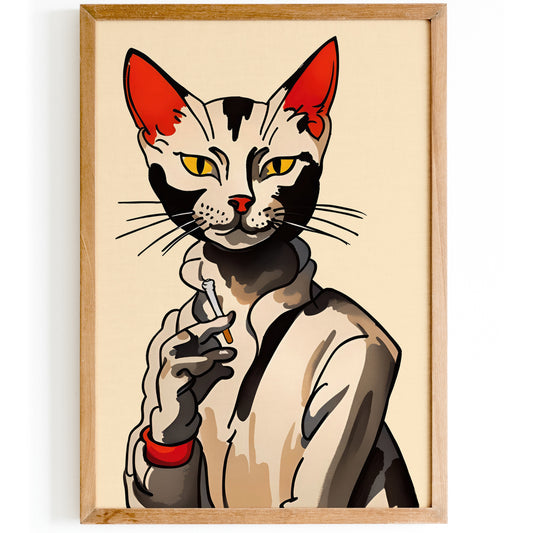 Gentleman Smoking Cat Quirky Wall Art