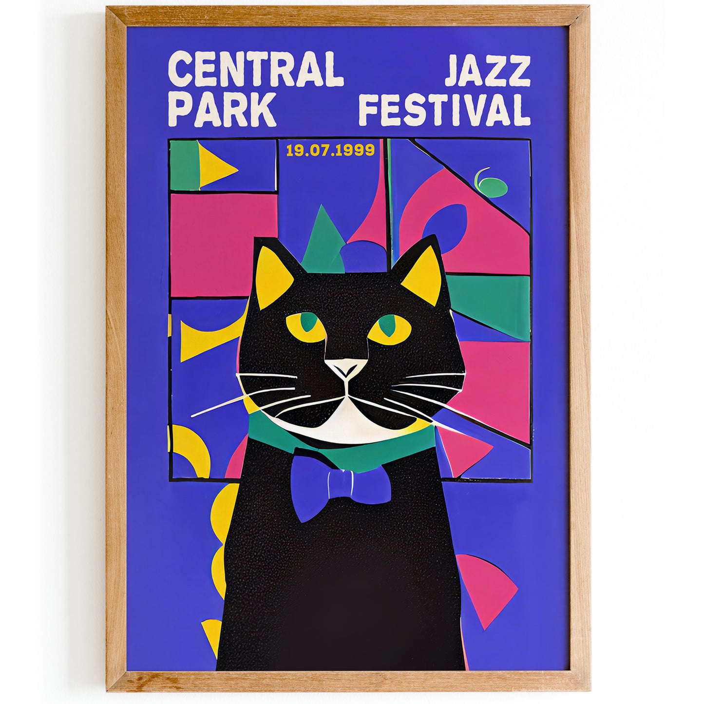 Central Park Jazz Festival Retro Cat Poster