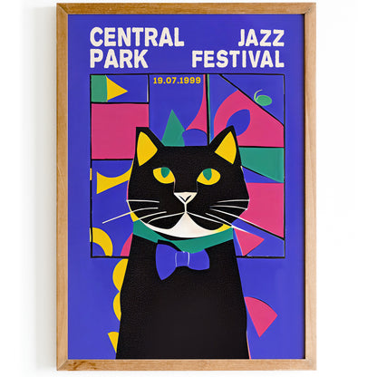 Central Park Jazz Festival Retro Cat Poster